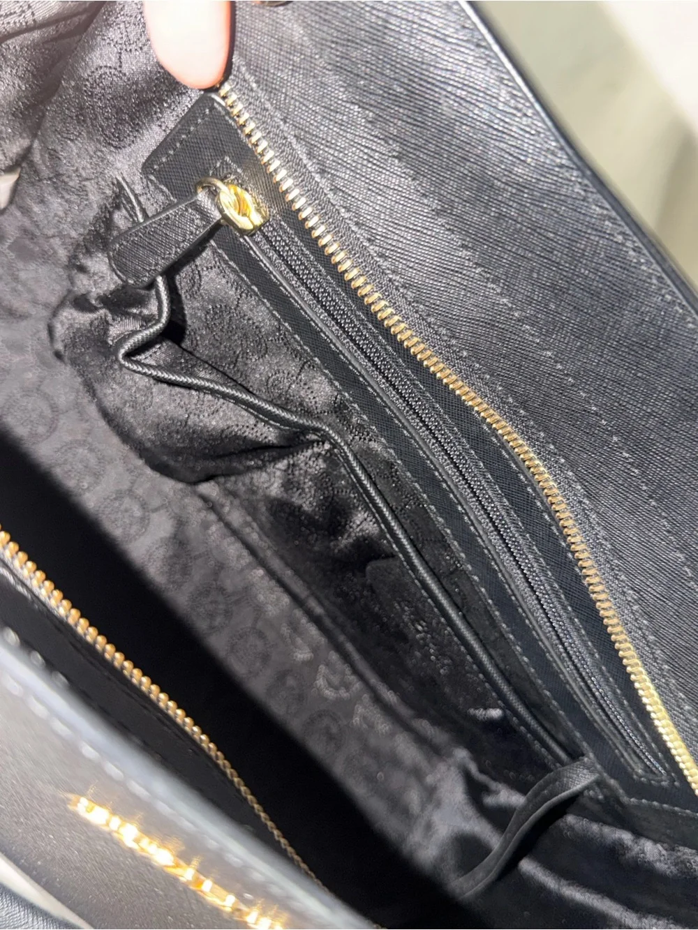 Michael Kors Black Saffiano Leather Satchel with Gold Hardware
